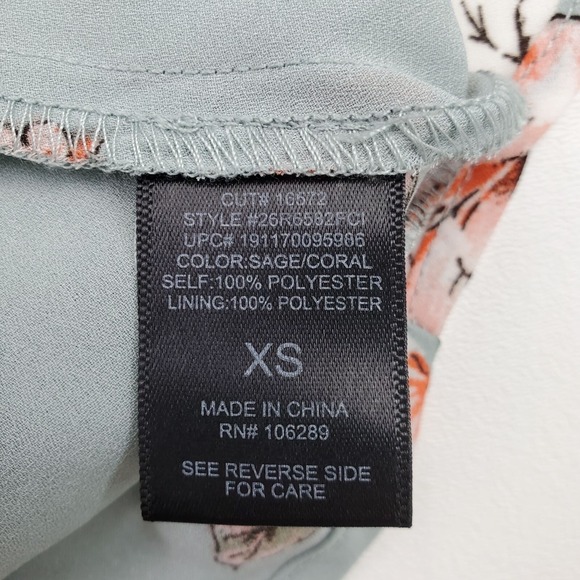 Three Pink Hearts Womens XS Floral Romper Dress Hi Low Overlay Sage Green *Flaw - Picture 11 of 16